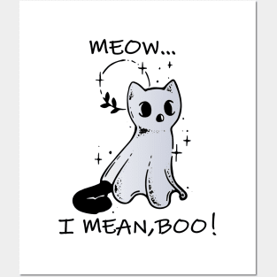 meow i mean boo kawaii cat ghost Posters and Art